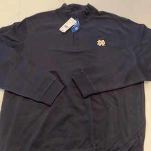 Notre Dame 1/4 zip sweater cutter and buck size large new with tags